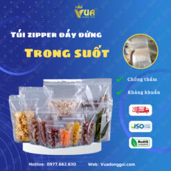 Túi Zipper Đáy Đứng Trong Suốt